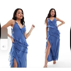 Abercrombie & Fitch Romantic Ruffle Maxi Dress Cottagecore Summer Size XL 2862